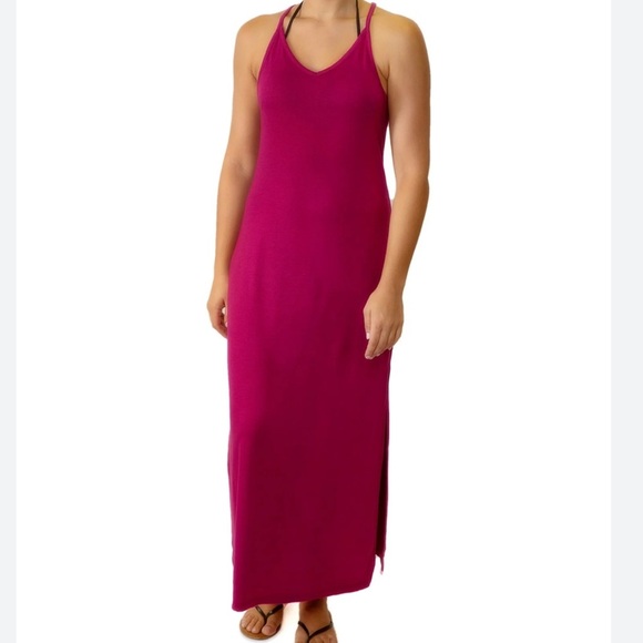 MIKEN Racerback Maxi Length Swim Cover Up Purple Juniors Medium  NWT - Picture 1 of 7